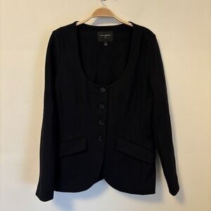 Banana Republic Ponte Top Blazer Scoop Black L Preppy Dark Academia Fall‎ 2025